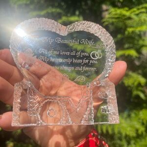 Heart-Shaped Glass Love Plaqué for Wife 🤍